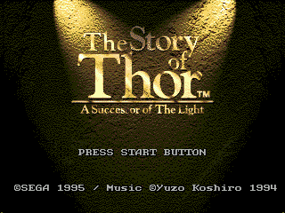 The Story of Thor title screen for Sega Mega Drive
